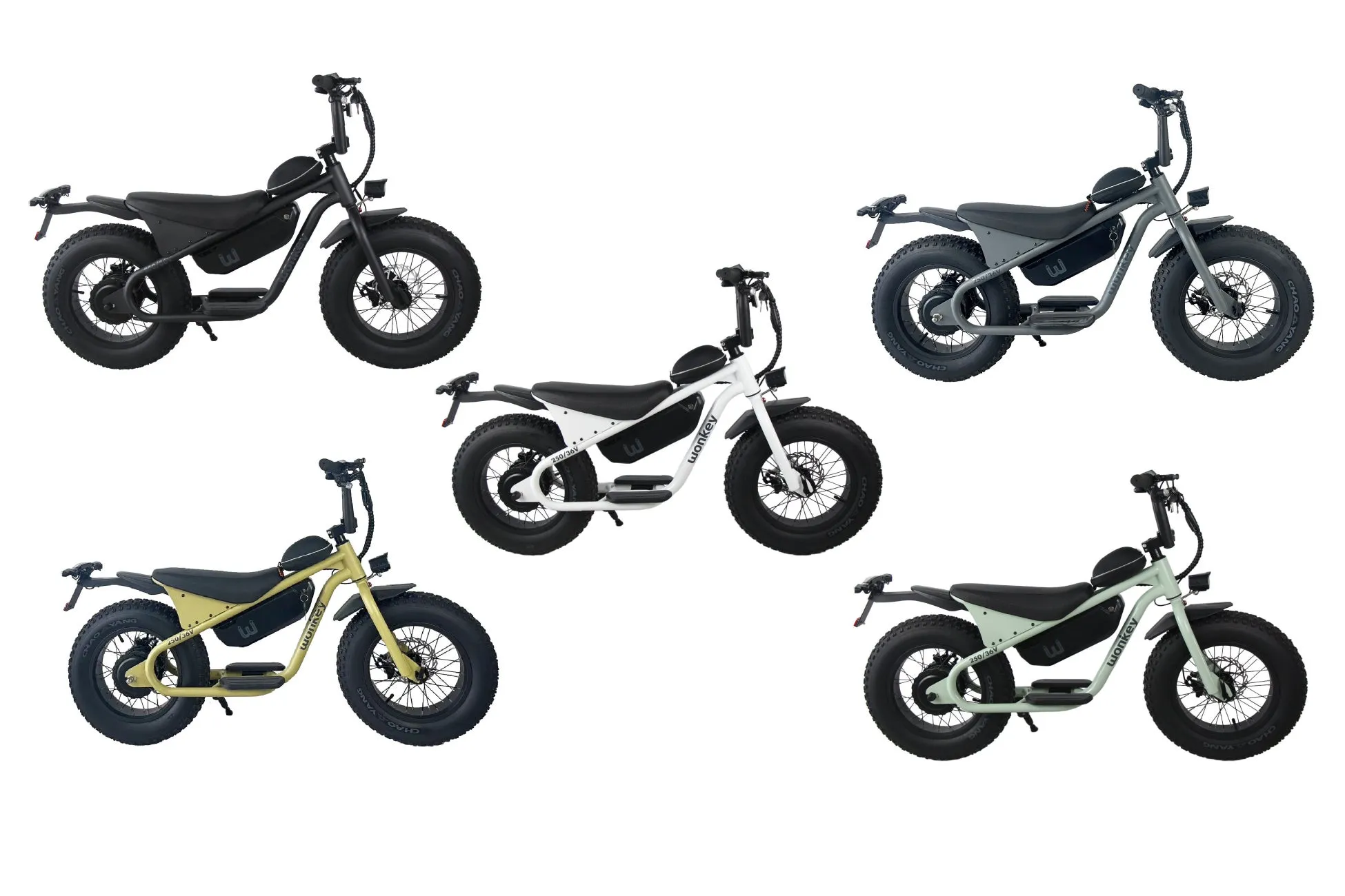 様々な色の電動バイク