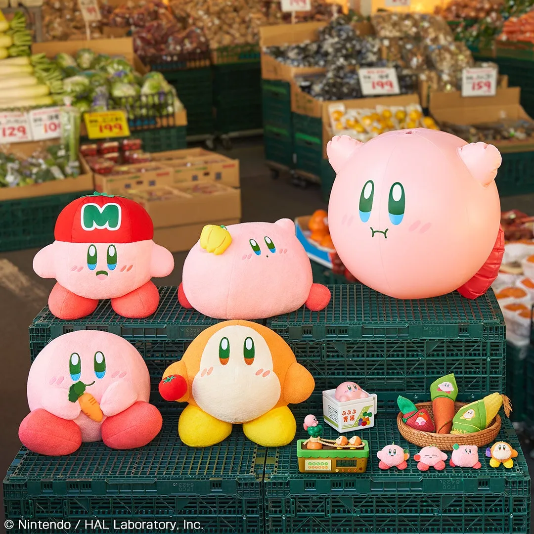 Kirbyのぬいぐるみと野菜が並んだ写真
