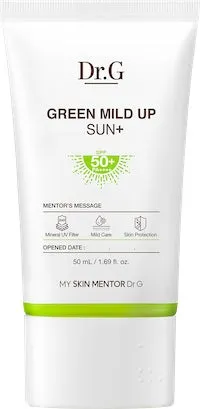 Dr.GのGREEN MILD UP SUN+の日焼け止めチューブの画像です。
