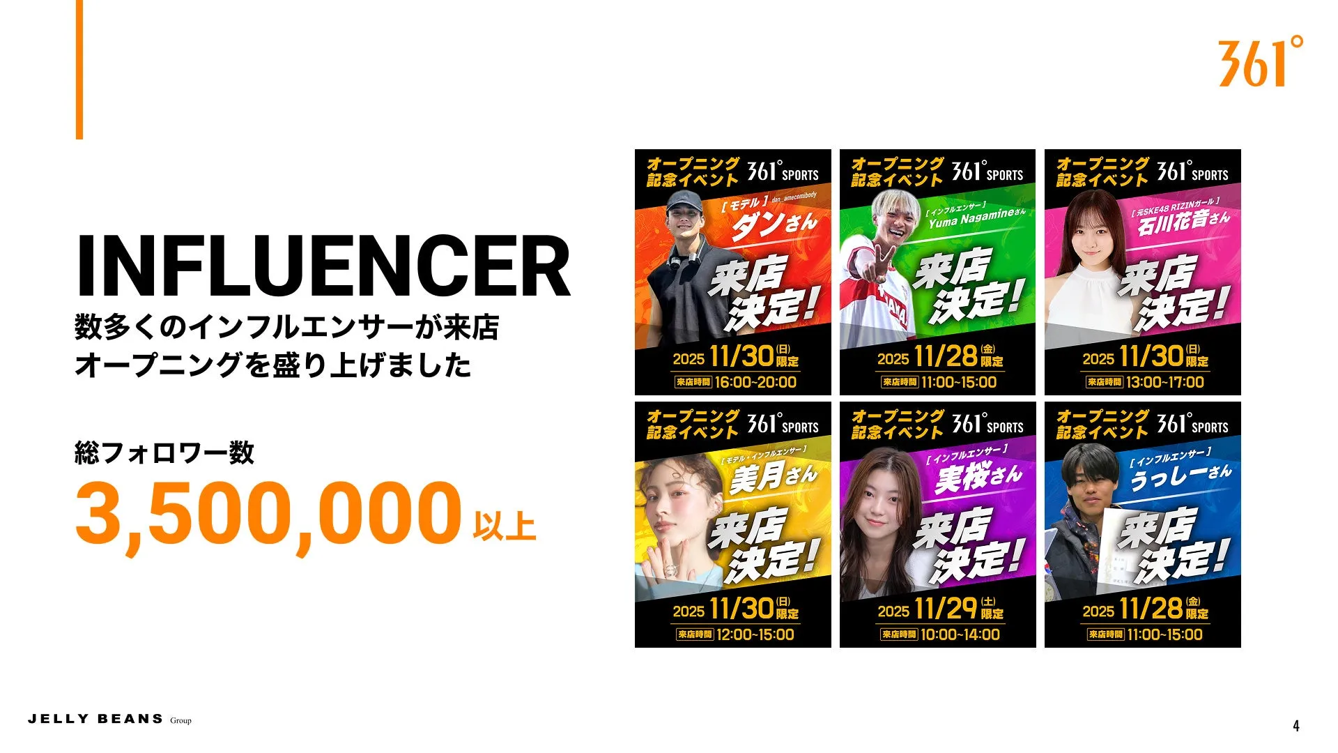 インフルエンサーのオープニングイベントの告知画像。