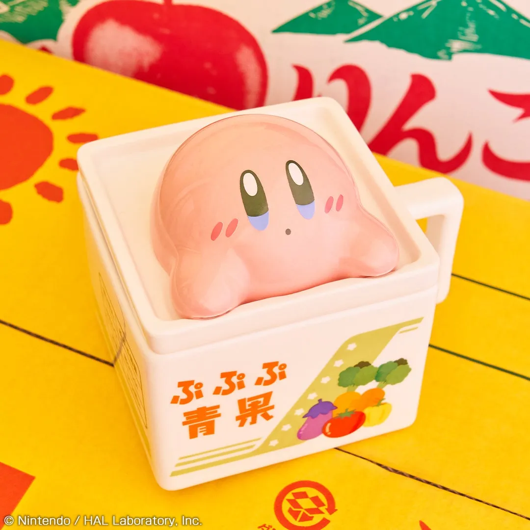 カービィの顔が乗った、野菜のイラストが描かれた白い容器。