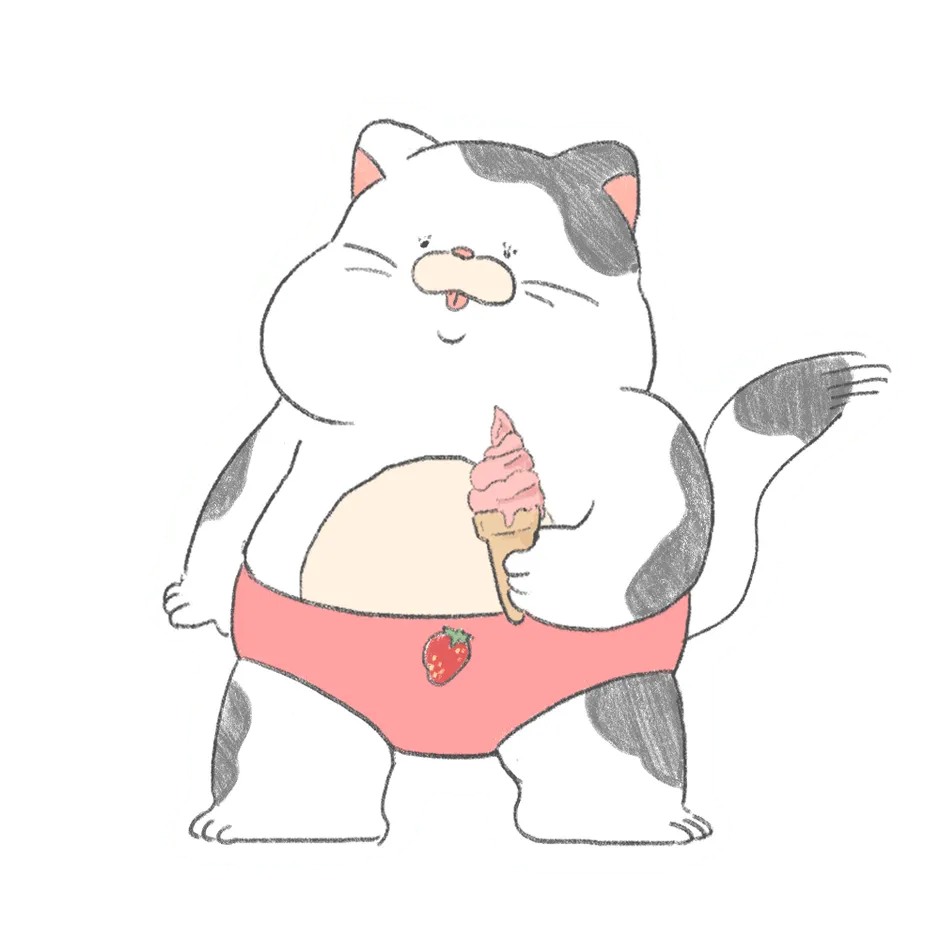 ソフトクリームを持つ猫のイラスト