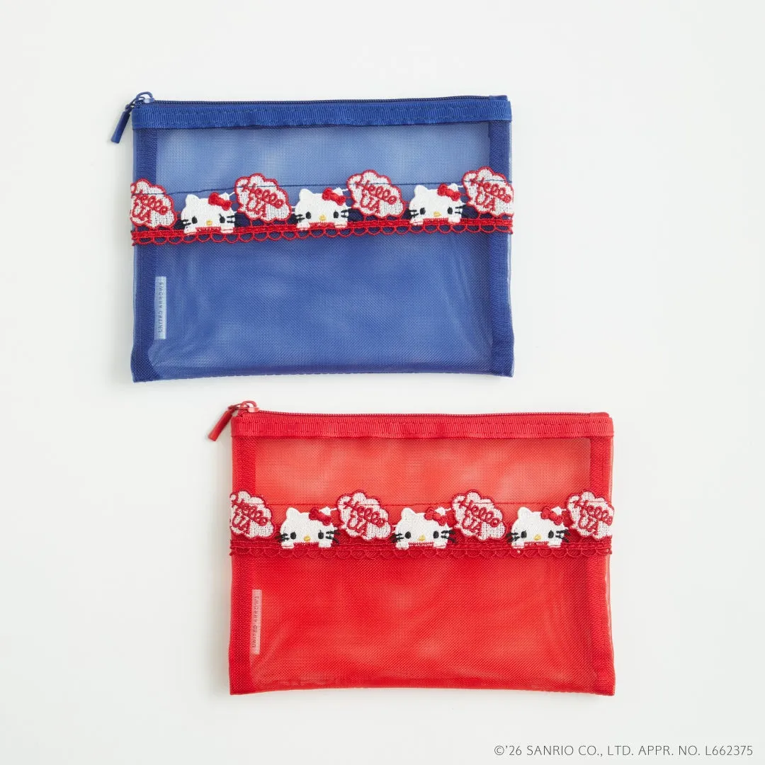 青と赤のメッシュミニポーチ