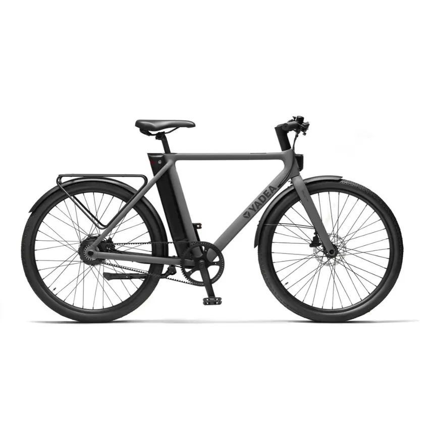 グレーの電動アシスト自転車