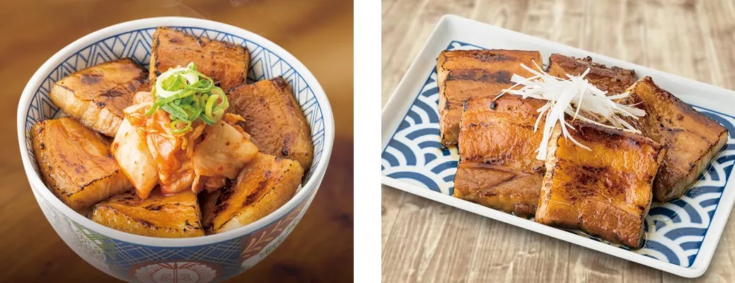 豚の角煮と豚バラ丼の写真です。