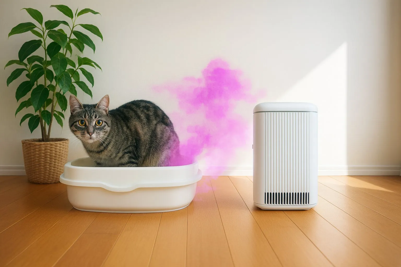 猫がトイレに入っている様子