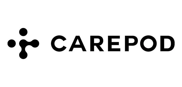 CAREPODのロゴ。左側に図形、右側にCAREPODの文字が配置されている。