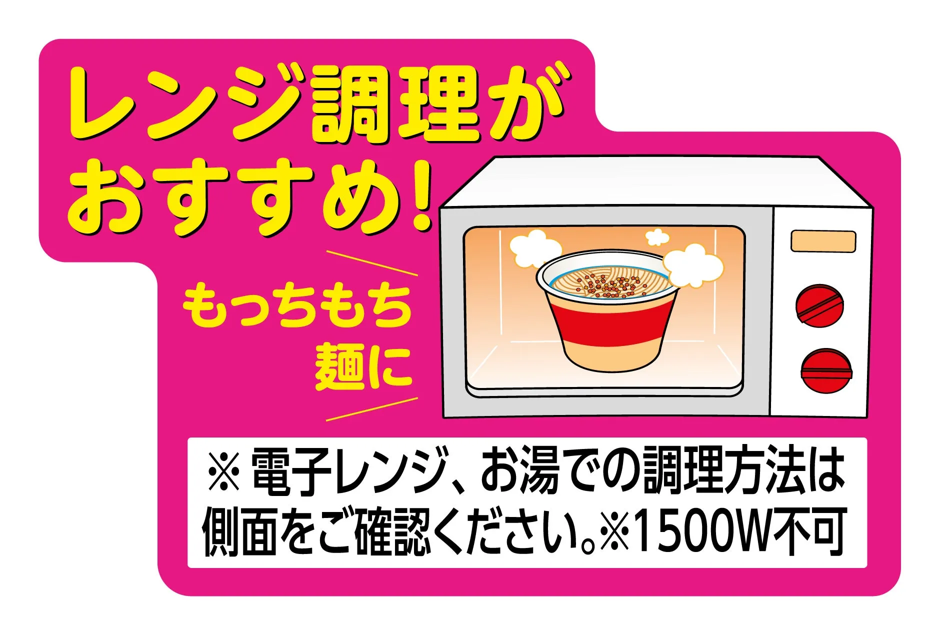 レンジ調理を推奨するラーメンの広告