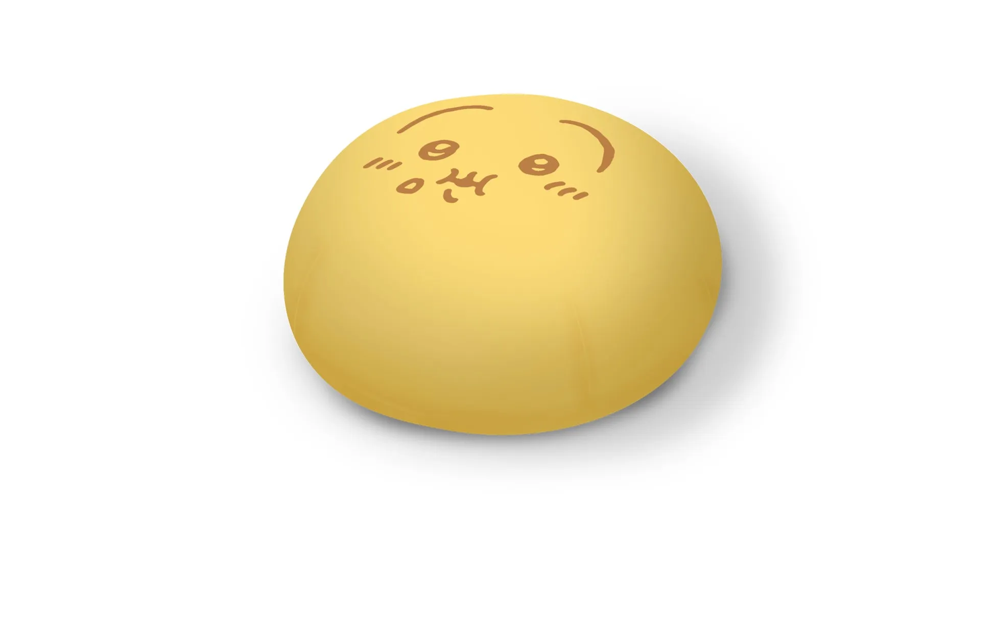 黄色い卵のようなキャラクターのイラストです。顔には目、口、眉毛が描かれています。