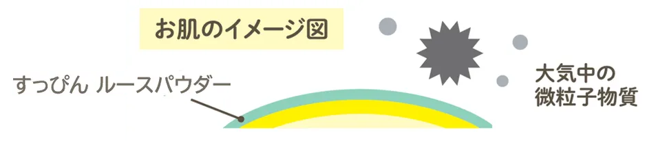 肌のイメージ図と微粒子