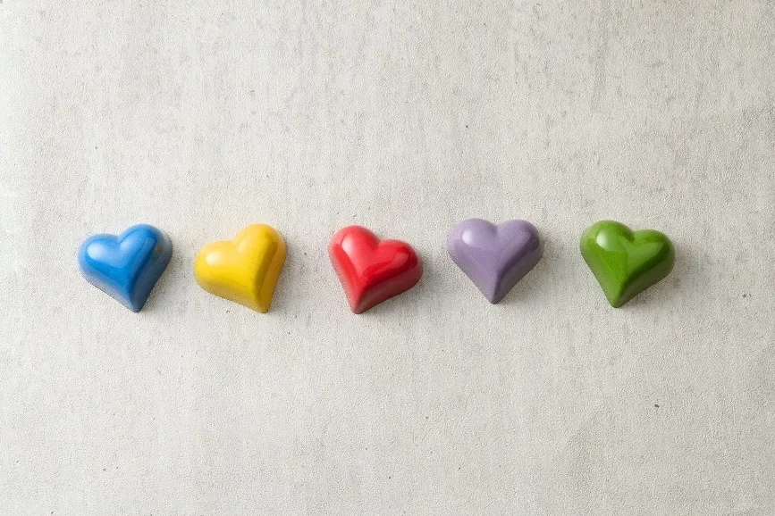 5色のハート型ショコラ