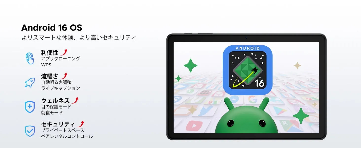 Android 16 OSの機能を紹介する画像