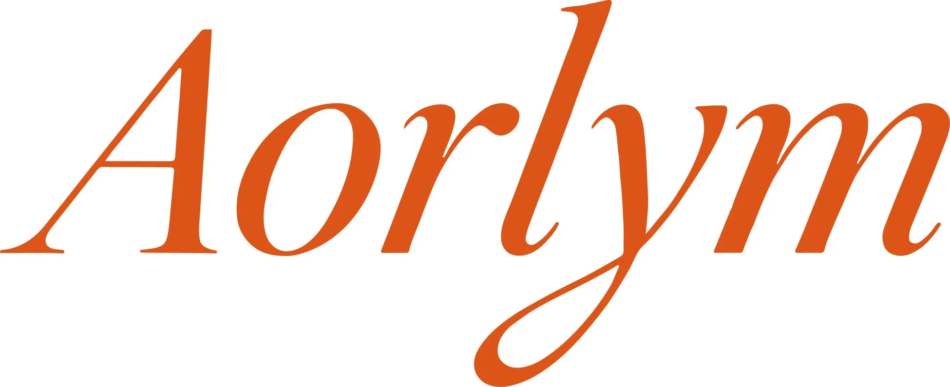 オレンジ色の筆記体で書かれた「Aorlym」という単語のロゴ