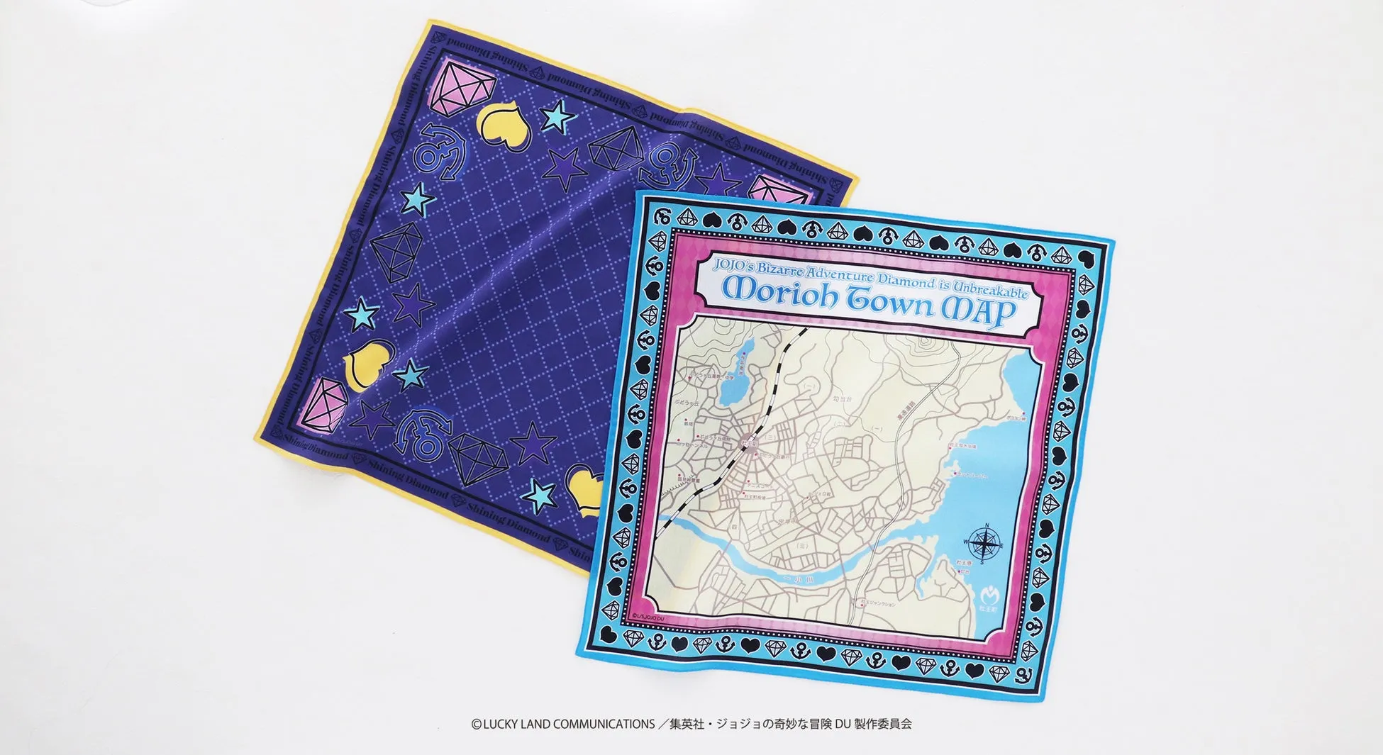 杜王町マップと仗助・クレイジーDデザインのハンカチ