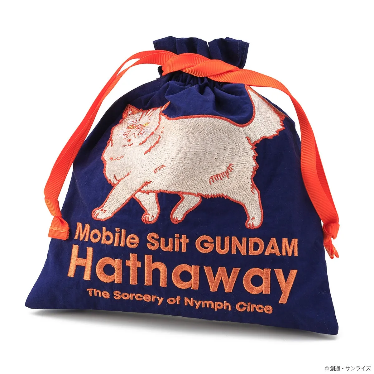 紺色の巾着袋（猫）