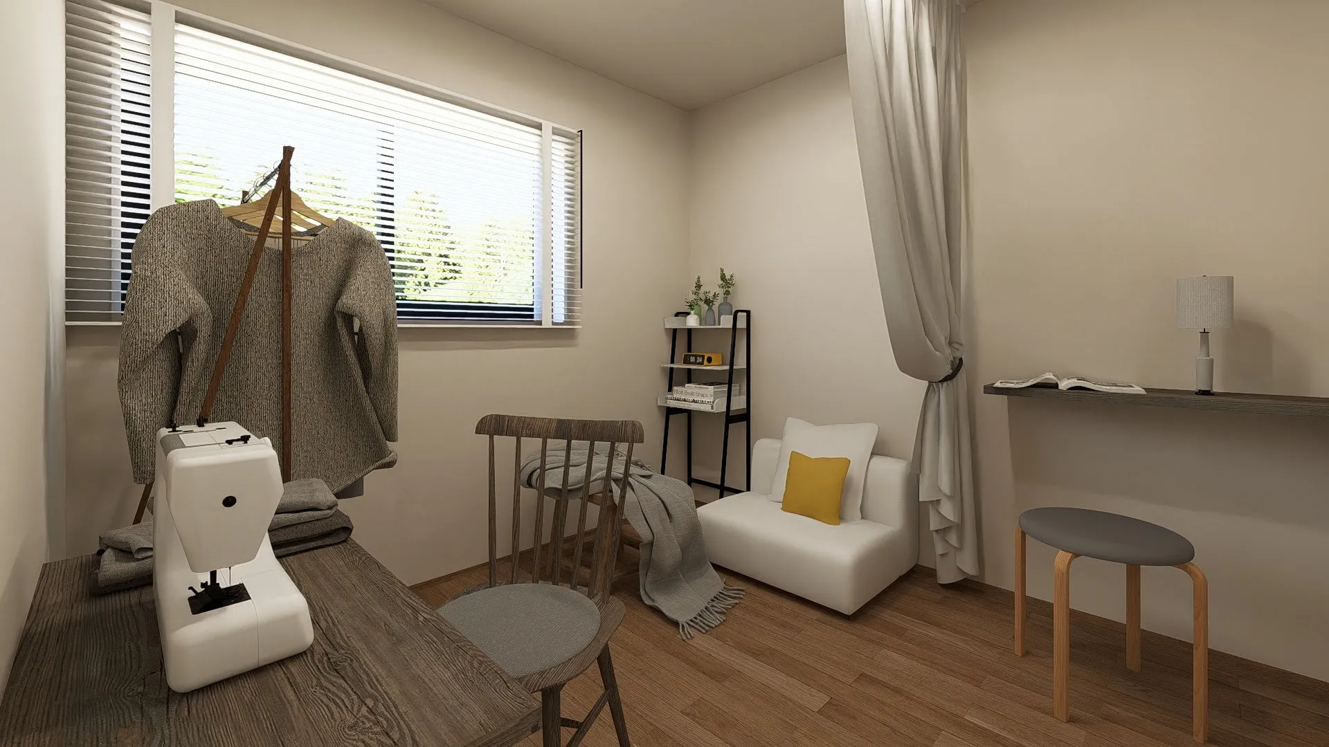 ミシン台のある部屋のインテリア