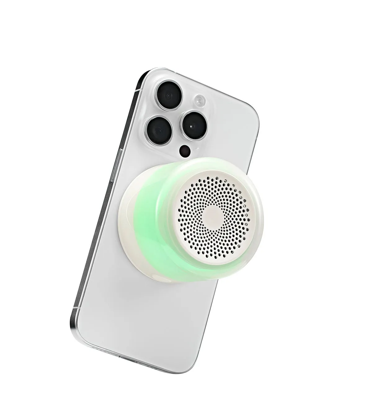 スマートフォンに取り付けられたスピーカー