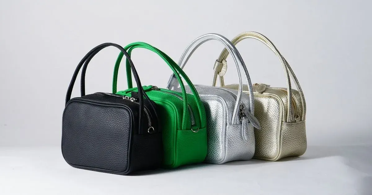 4色のレザーダブルハンドル2WAYミニボストン