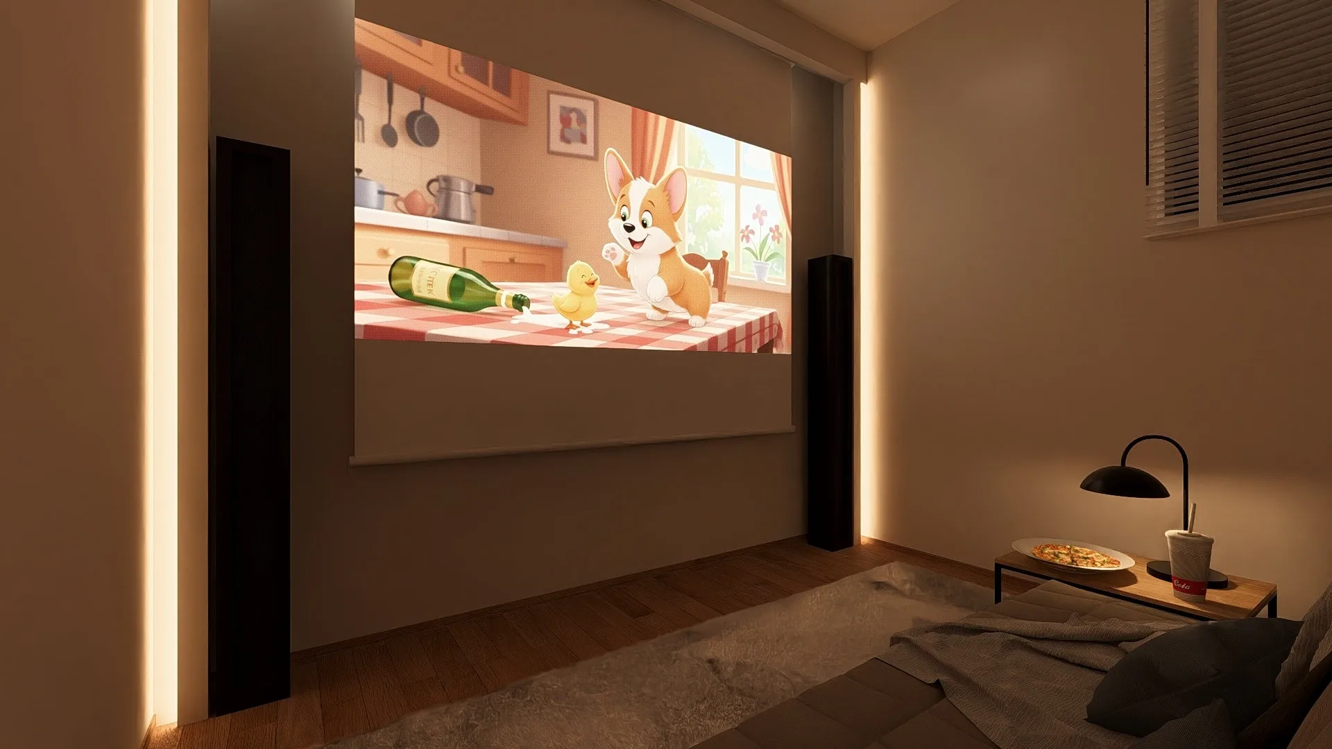 部屋でアニメを見ている様子