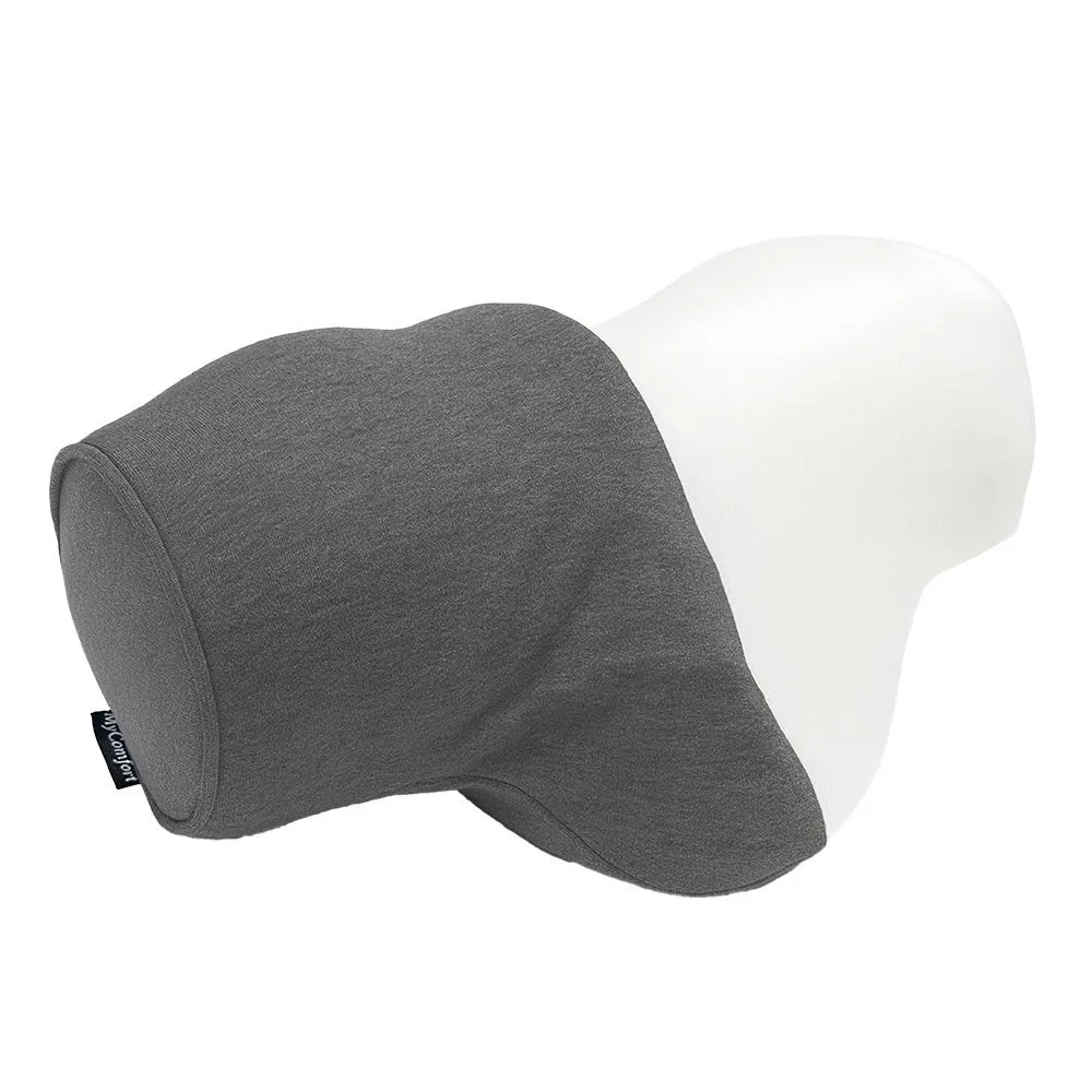 白い枕とグレーのカバーの枕が写った写真です。