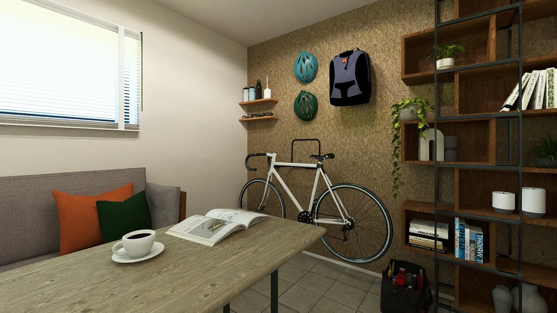 自転車が置かれた部屋の写真